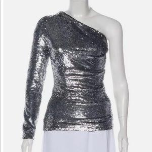 New Maje One shoulder sequin top, size 1/small